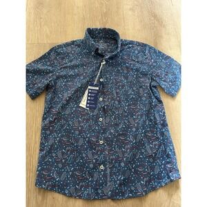 Kids Southern Tide Button Down Shirt, Size Large, Red White And Blue Design